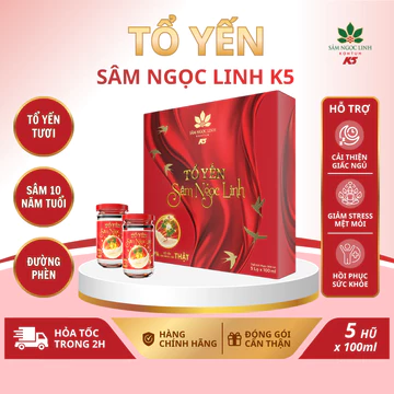 Yến Sâm Ngọc Linh K5 Hộp 5 Hũ (100Ml/ Hũ)