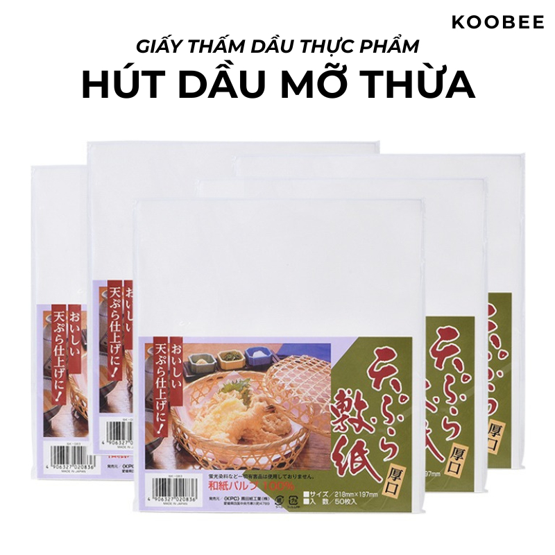Set 140 Tờ Giấy Thấm Dầu Thực Phẩm KOOBEE – Giấy Thấm Hút Dầu Mỡ Chiên Rán, Canh Súp, Lẩu, Đồ Nướng | PKB10