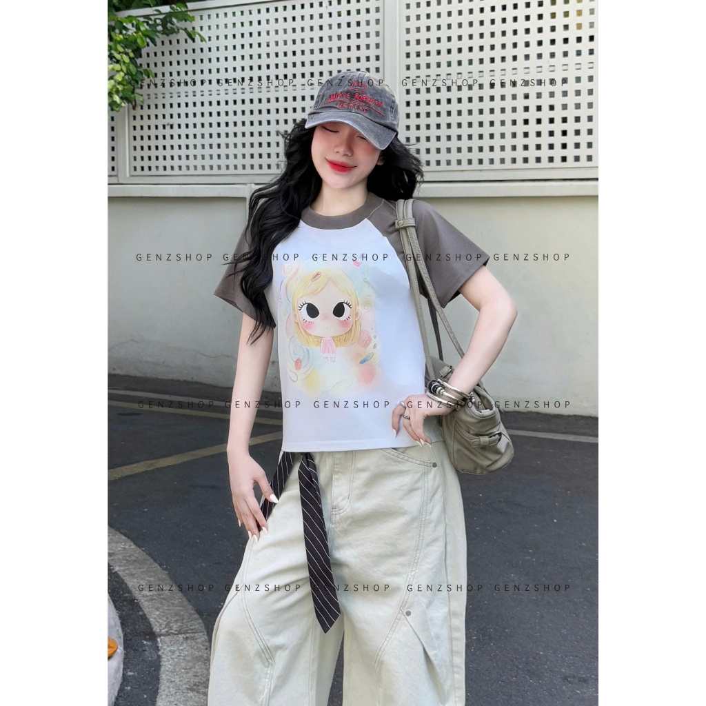 Áo Thun Baby Tee Raglan RAINBOW  PASTEL GIRL TEE Xinh Đẹp Mùa Hè