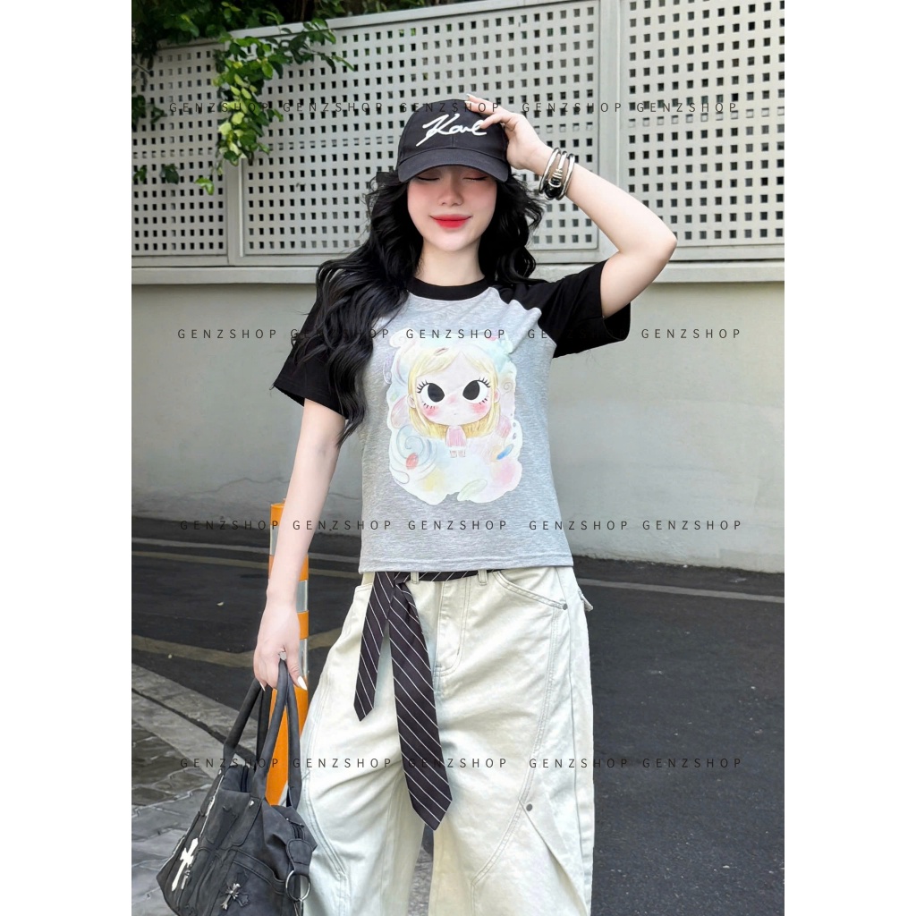 Áo Thun Baby Tee Raglan RAINBOW  PASTEL GIRL TEE Xinh Đẹp Mùa Hè