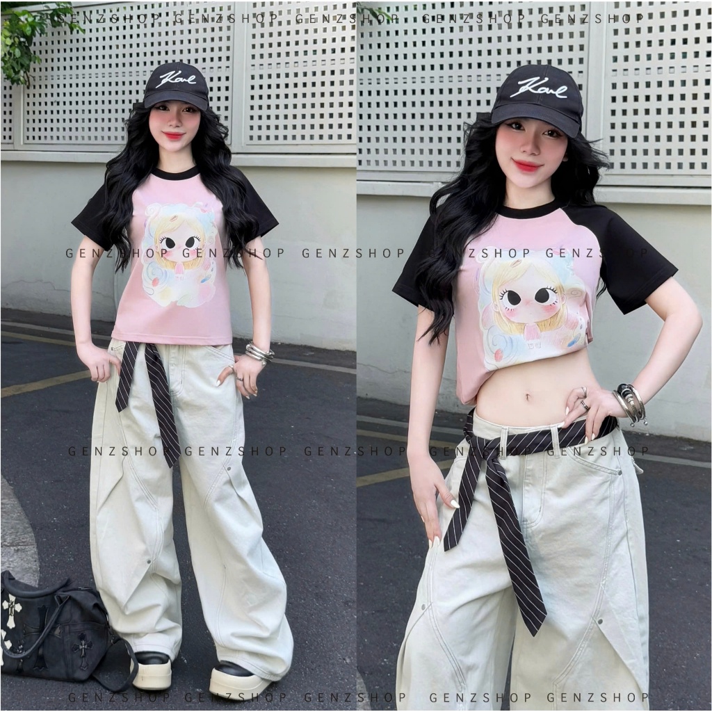 Áo Thun Baby Tee Raglan RAINBOW  PASTEL GIRL TEE Xinh Đẹp Mùa Hè