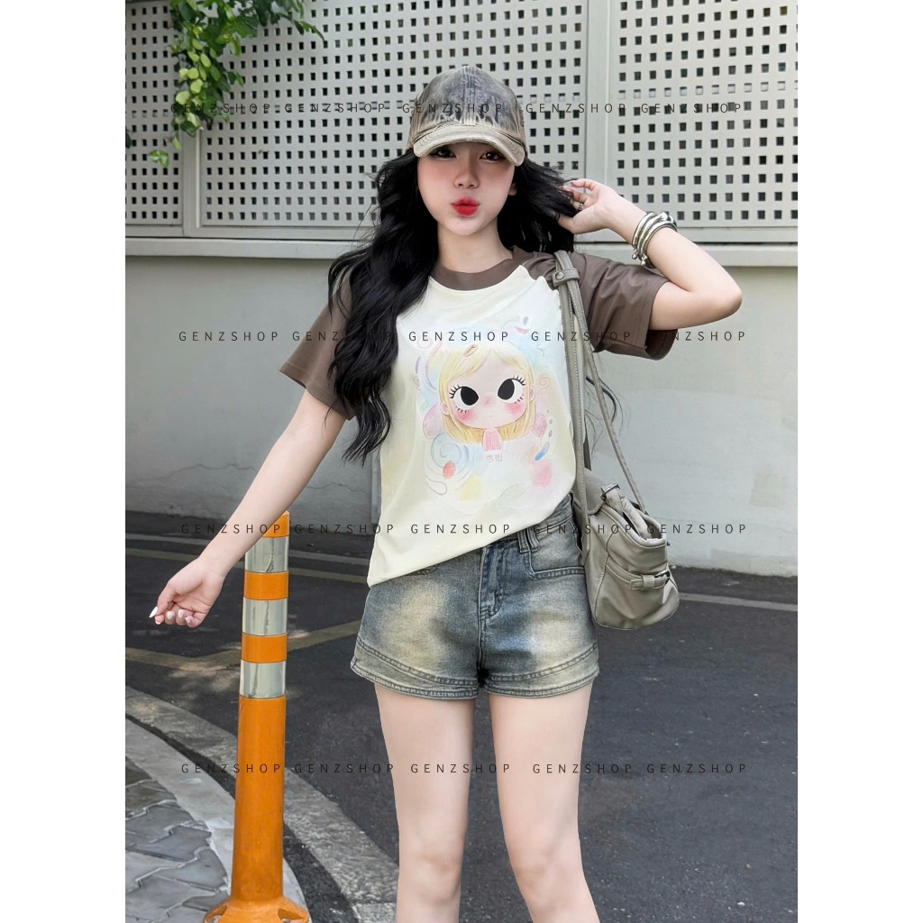 Áo Thun Baby Tee Raglan RAINBOW  PASTEL GIRL TEE Xinh Đẹp Mùa Hè