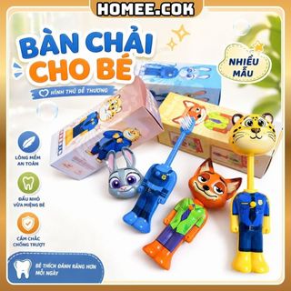 Homee.cok Bàn Chải Đánh Răng Trẻ Em Hình Thú Dễ Thương – Bàn Chải Cho Bé Lông Mềm, Tay Cầm Chắc Chắn