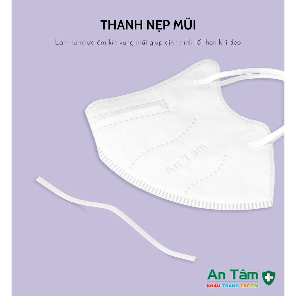 Khẩu trang 6D Kids An Tâm, 4 lớp kháng khuẩn dày dặn, đa dạng họa tiết, bảo vệ tối ưu cho bé - Túi 10 cái