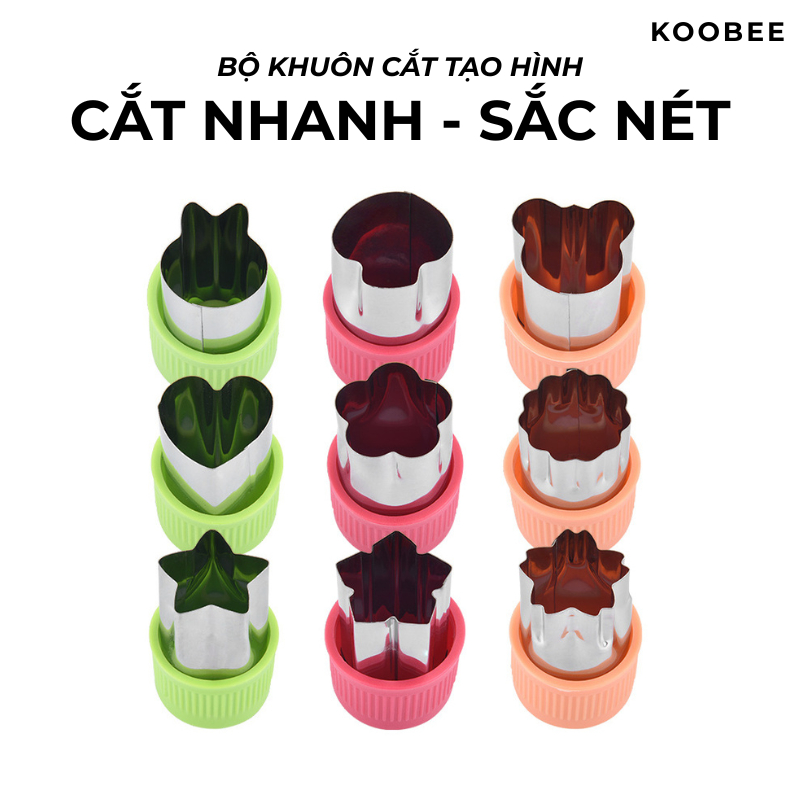 Bộ 8 khuôn nhấn cắt tỉa tạo hình rau củ quả Inox không gỉ - Khuôn nhấn bánh, tạo hình nui (PKB13)