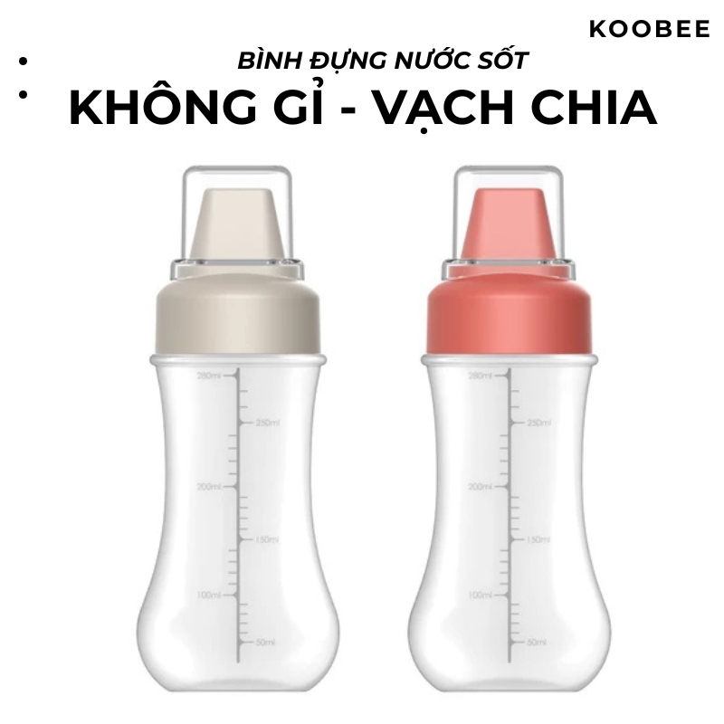 Bình Bóp Nhựa 5 Lỗ Đựng Nước Sốt, Dầu Ăn, Siro, Sữa Đặc, Sốt Mayonnaise – Dung Tích 350ml | KOOBEE NB85