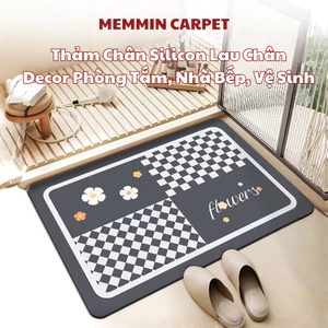 Thảm Chùi Chân Silicon Kích thước 40x60cm MemMin Carpet Siêu Thấm Nước, Mềm, Êm, Chống Trượt