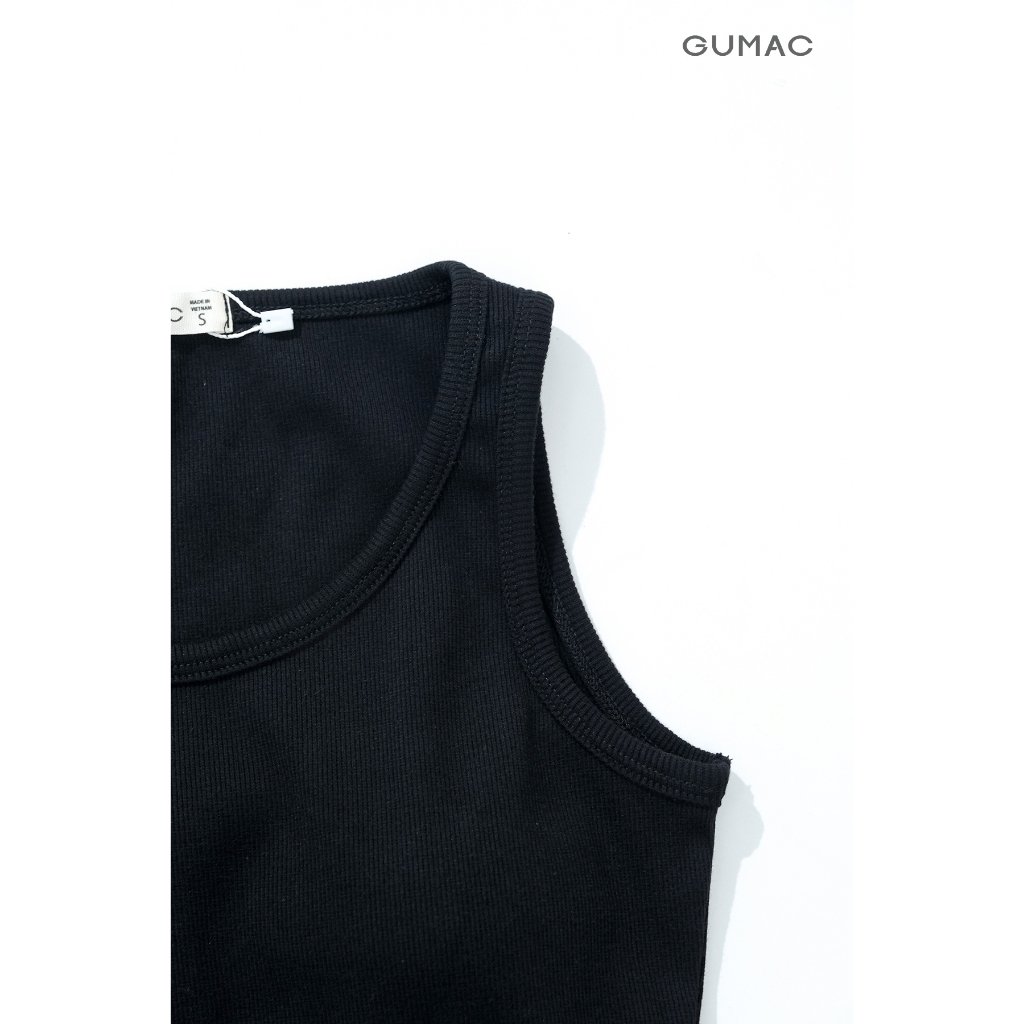Áo Tanktop Nữ GUMAC Form Slimfit Ôm Dáng Thun Gân Có Mút Co Giãn Thoáng Mát LATG0302