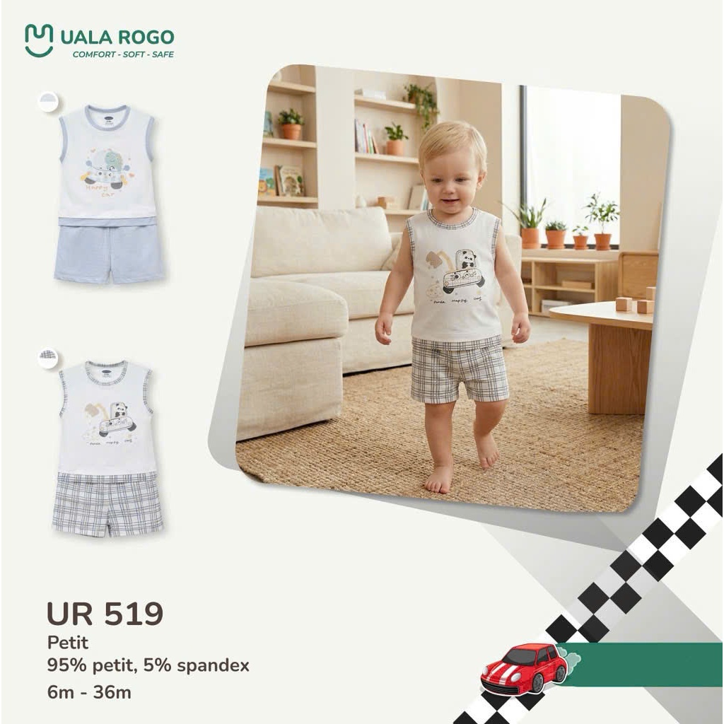 (6,5-16kg, 6-36M) Bộ Ba Lỗ, Sát Nách Thoáng Mát Uala Rogo Cho Bé UR2183 UR2222 UR077 UR515 UR079 UR522 UR516 UR519