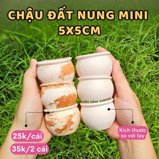 [Mẫu Mới] Chậu Đất Nung Lu Mini 5x5cm Trắng & Vân Mây Decor Bàn Làm Việc – MẦM NẮNG GARDEN