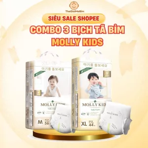 Combo 3 Bịch Tã/Bỉm Dán và Quần Molly Kids Tã Bỉm Siêu Mỏng Nhẹ, Đủ Size Cho Bé Từ NB-3XL