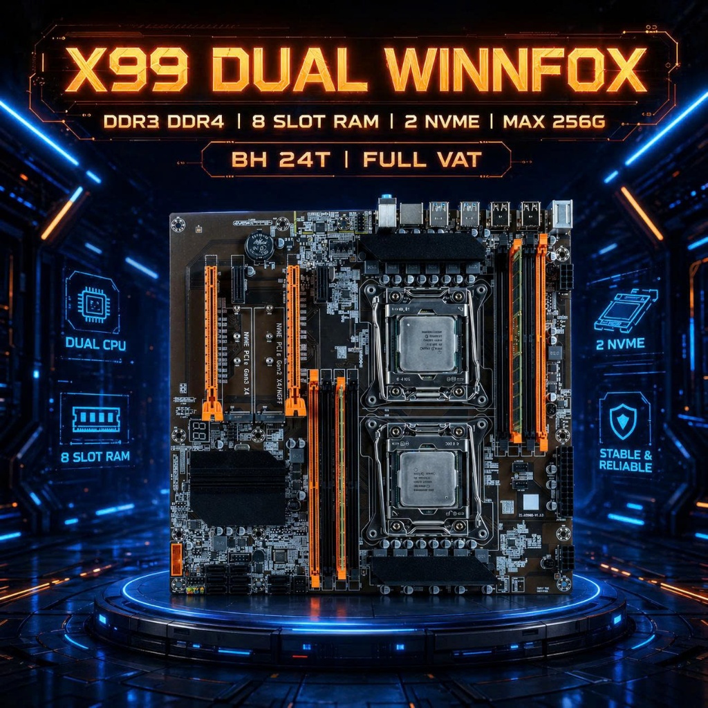 Main Xeon X99 Winnfox Dual CPU (2 CPU) DDR3 DDR4 - 8 khe ram D3 D4 ...