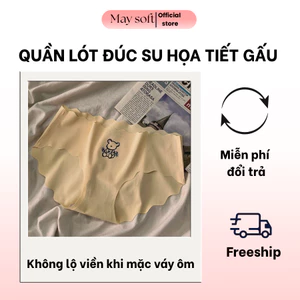 Quần lót nữ không viền seamless họa tiết gấu – su đúc mềm mịn, co giãn, mặc êm Maysoft QL02G