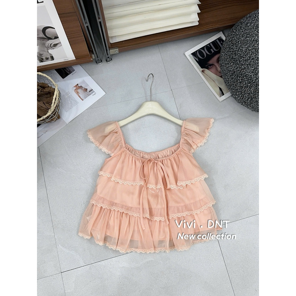 Áo voan ren viền tầng QCCC
