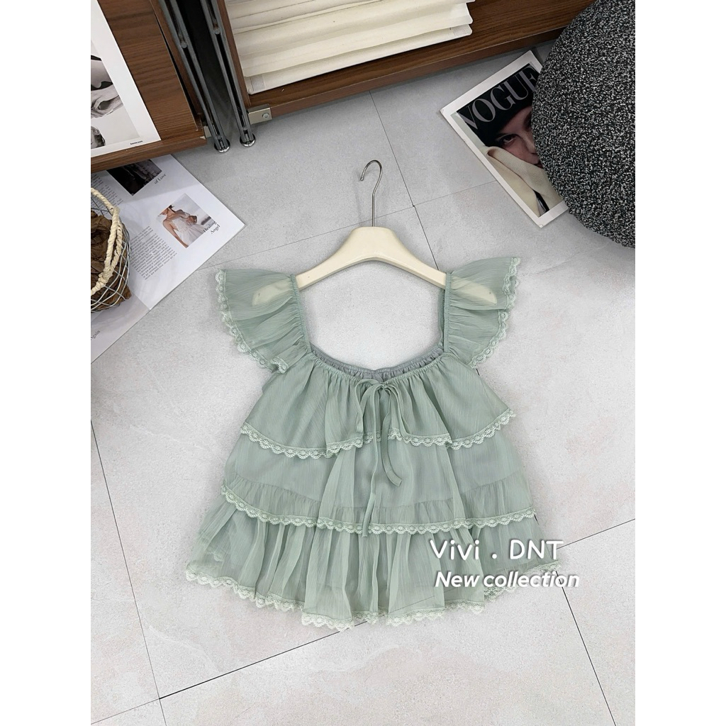 Áo voan ren viền tầng QCCC