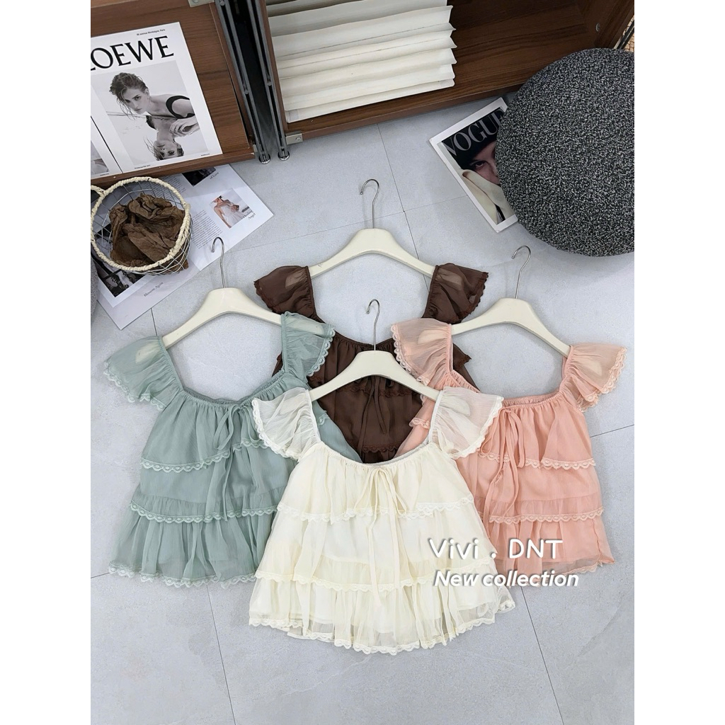 Áo voan ren viền tầng QCCC