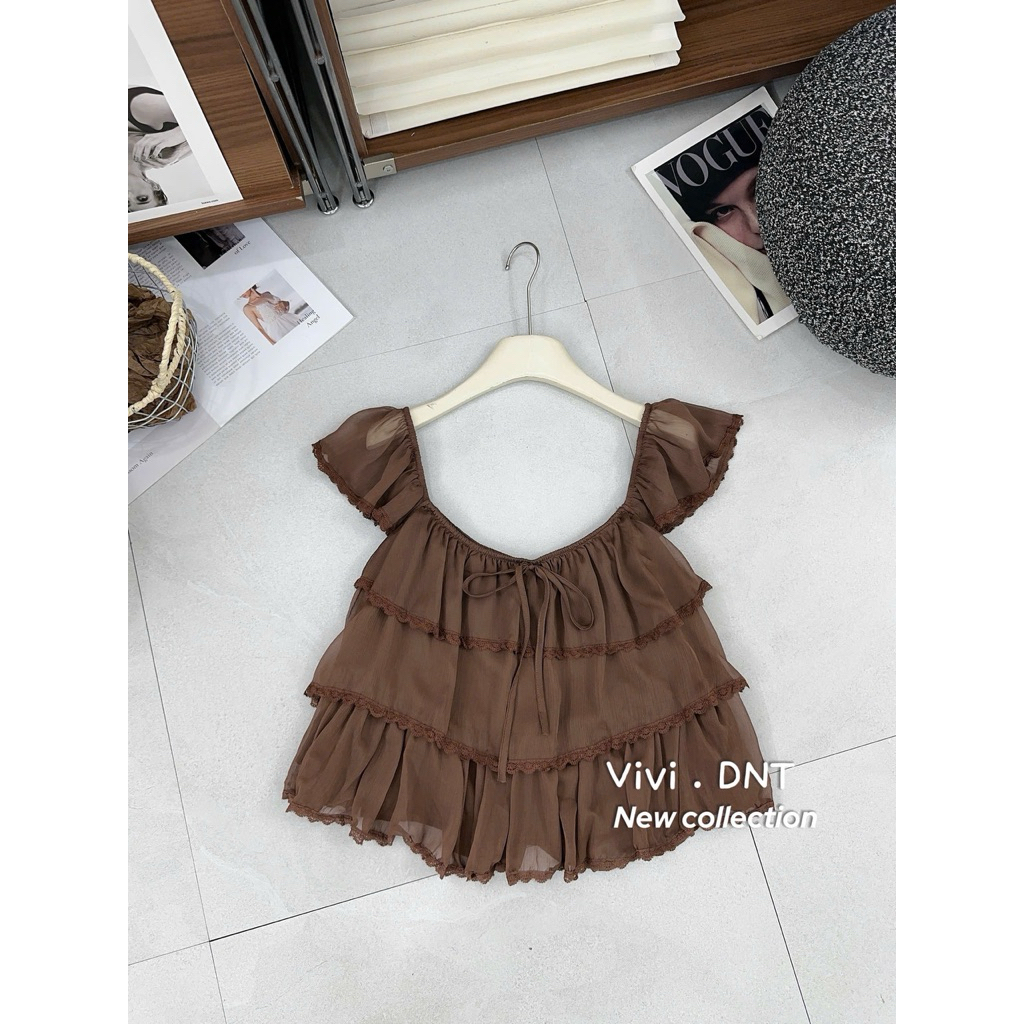 Áo voan ren viền tầng QCCC