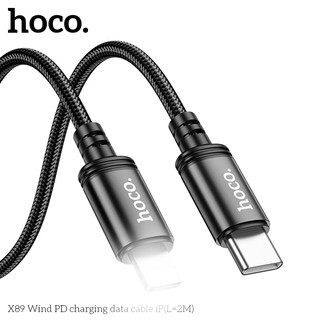 Cáp sạc dây dù siêu bền Hoco X89 cổng TypeC to LaiNing, dài 2M (Đen) - Phụ Kiện Nhất Tín