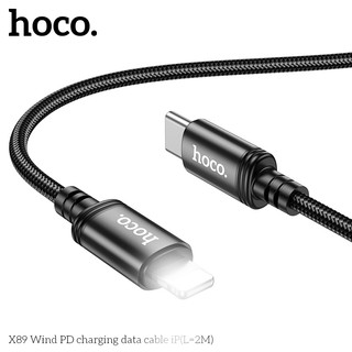 Cáp sạc dây dù siêu bền Hoco X89 cổng TypeC to LaiNing, dài 2M (Đen) - Phụ Kiện Nhất Tín