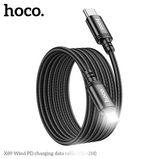 Cáp sạc dây dù siêu bền Hoco X89 cổng TypeC to LaiNing, dài 2M (Đen)
