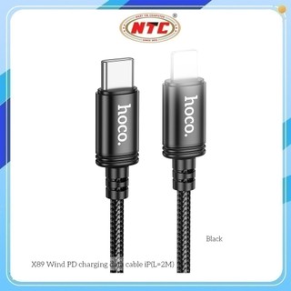 Cáp sạc dây dù siêu bền Hoco X89 cổng TypeC to LaiNing, dài 2M (Đen)