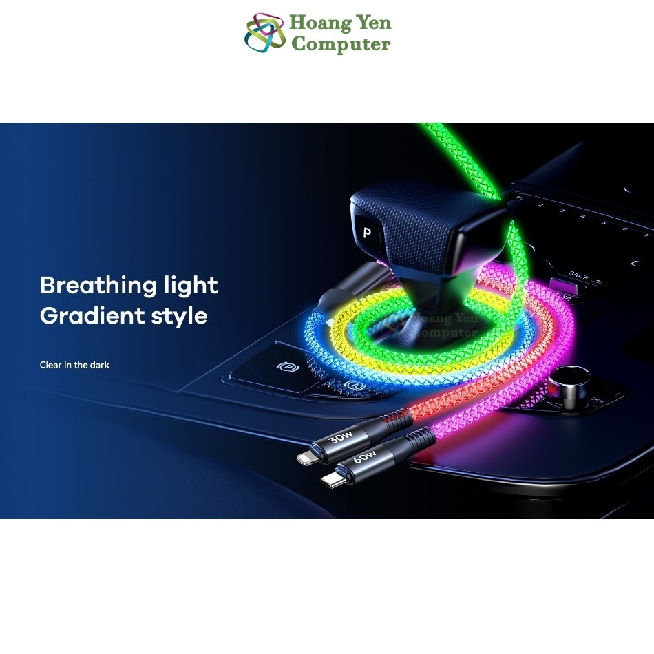 Dây Sạc Đèn LED REMAX RC-C003 65W Fast Charging 2in1 C to C + LN - BH 1 Năm - Hoangyencomputer
