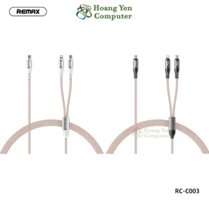 Dây Sạc Đèn LED REMAX RC-C003 65W Fast Charging 2in1 C to C + LN - BH 1 Năm - Hoangyencomputer