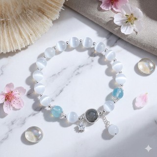 Vòng Tay Đá Tự Nhiên Vòng Đeo Tay Phong Thủy Đá Mắt Mèo Mix Đá Mặt Trăng Hải Lam May Mắn Thời Trang Cao Cấp Cho Nữ