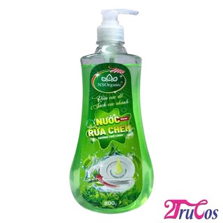 Nước rửa chén NS Organic Dishwashing Liquid 800ml (hương trà xanh khử mùi tanh sạch bát đĩa) 2Trucos