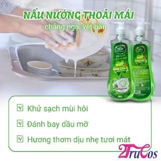 Nước rửa chén NS Organic Dishwashing Liquid 800ml (hương trà xanh khử mùi tanh sạch bát đĩa) 2Trucos
