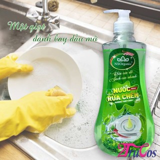 Nước rửa chén NS Organic Dishwashing Liquid 800ml (hương trà xanh khử mùi tanh sạch bát đĩa) 2Trucos