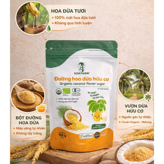 Đường Hoa Dừa Hữu Cơ Organic Sokfarm 100g - Đường Ăn Dặm Cho Bé An Toàn, Không Tinh Luyện