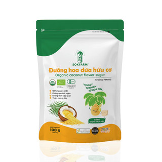Đường Hoa Dừa Hữu Cơ Organic Sokfarm 100g - Đường Ăn Dặm Cho Bé An Toàn, Không Tinh Luyện