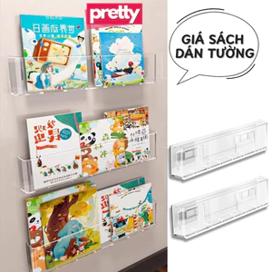 Kệ Để Sách Trong Suốt Dán Tường, Giá Đựng Truyện Cho Bé Chất Liệu Nhựa Acrylic
