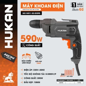 Máy Khoan Điện HUKAN G2-ID590| Đầu 10mm, Công Suất 590W, Dây Dài 3M, Khoan Gỗ, Khoan Tường, Khoan Sắt, Bắt Vít