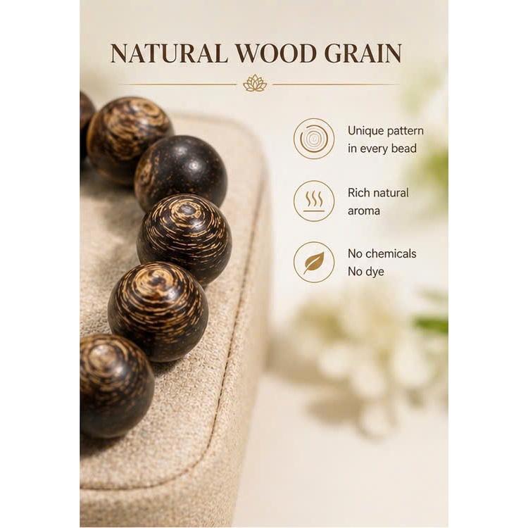 Natural Vietnamese Agarwood Bracelet 14mm | High Oil Beads | Handcrafted | Unisex Premium Wood