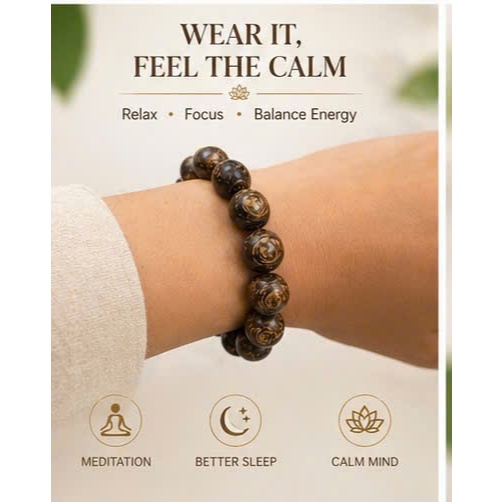 Natural Vietnamese Agarwood Bracelet 14mm | High Oil Beads | Handcrafted | Unisex Premium Wood