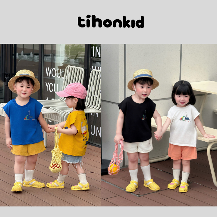 [A55] TIHONKID - Áo Phông Trẻ Em 3 Lỗ In Khủng Long Chất Cotton Mềm Mịn | Hình In Cực Xinh, Form Rộng Thoải Mái | Bé 2