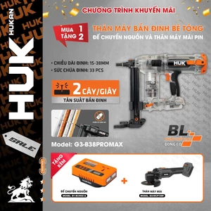 Thân Súng Bắn Đinh Pin 21V HUKAN G3-B38PROMAX Gen3 | 100J | Động Cơ Không Chổi Than | Bắn Đinh 15–38mm