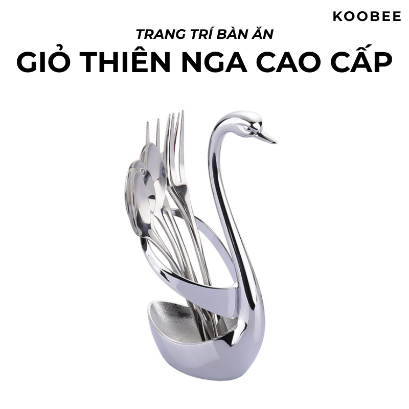 Set Giỏ Thiên Nga Trang Trí & 6 Nĩa Trái Cây Inox 304 Cao Cấp – Đẳng Cấp Sang Trọng Cho Không Gian Sống | 265