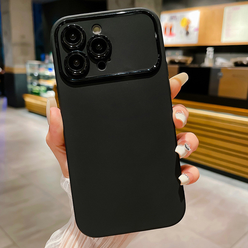 Mặt kính lớn đen trắng vỏ cam phù hợp với 17, vỏ điện thoại iPhone 15 Pro Max/14 Plus, vỏ điện thoại 11