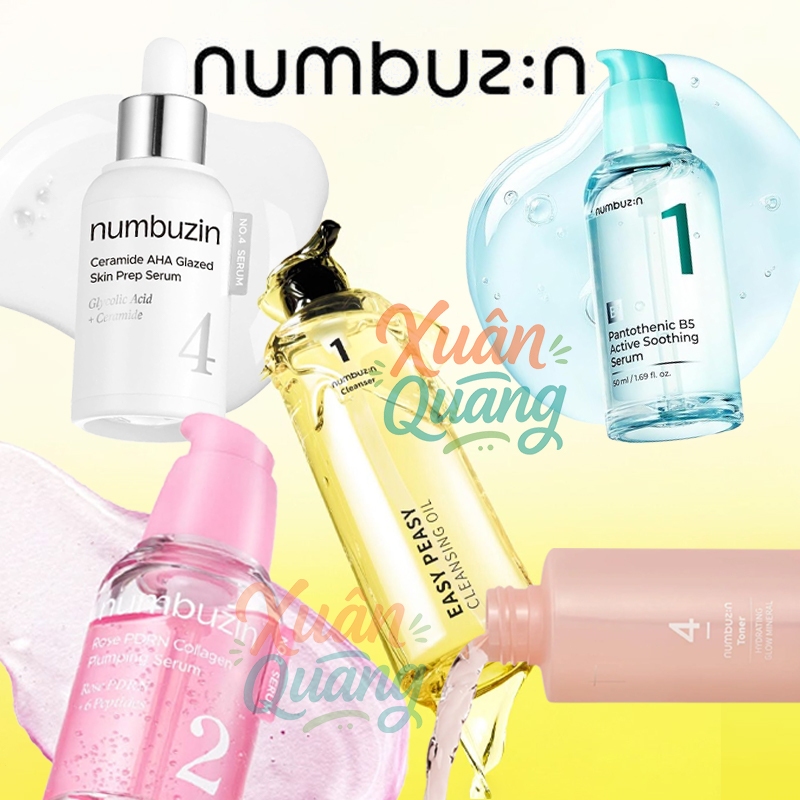 Numbuzin Serum No.1 ＆ No.2 ＆ No.4 | Easy Peasy Cleansing Oil | Hydrating Glow Mineral Toner