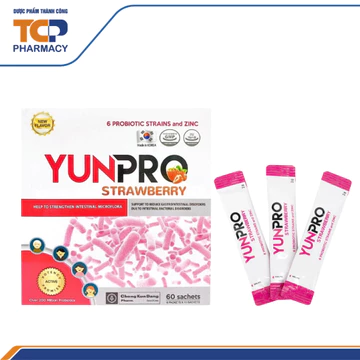 Men vi sinh Yunpro DHG Vị Dâu bổ sung lợi khuẩn bổ sung lợi khuẩn, tăng cường hệ vi sinh đường ruột