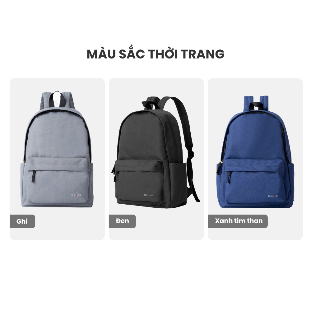 Balo chống nước TOKYOLIFE nhiều màu thiết kế basic nhiều ngăn siêu nhẹ chất liệu cao cấp 40001931