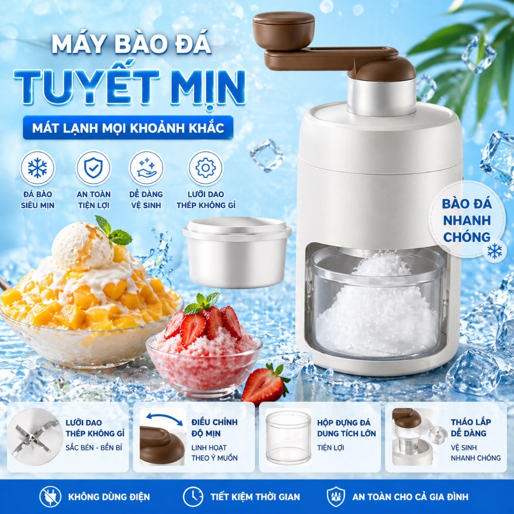 Máy Xay Đá ,Máy Bào Đá Bằng Tay  Siêu Min Tiện Lợi,Máy bào đá tuyết Cho Bé Và Cho Cả Nhà