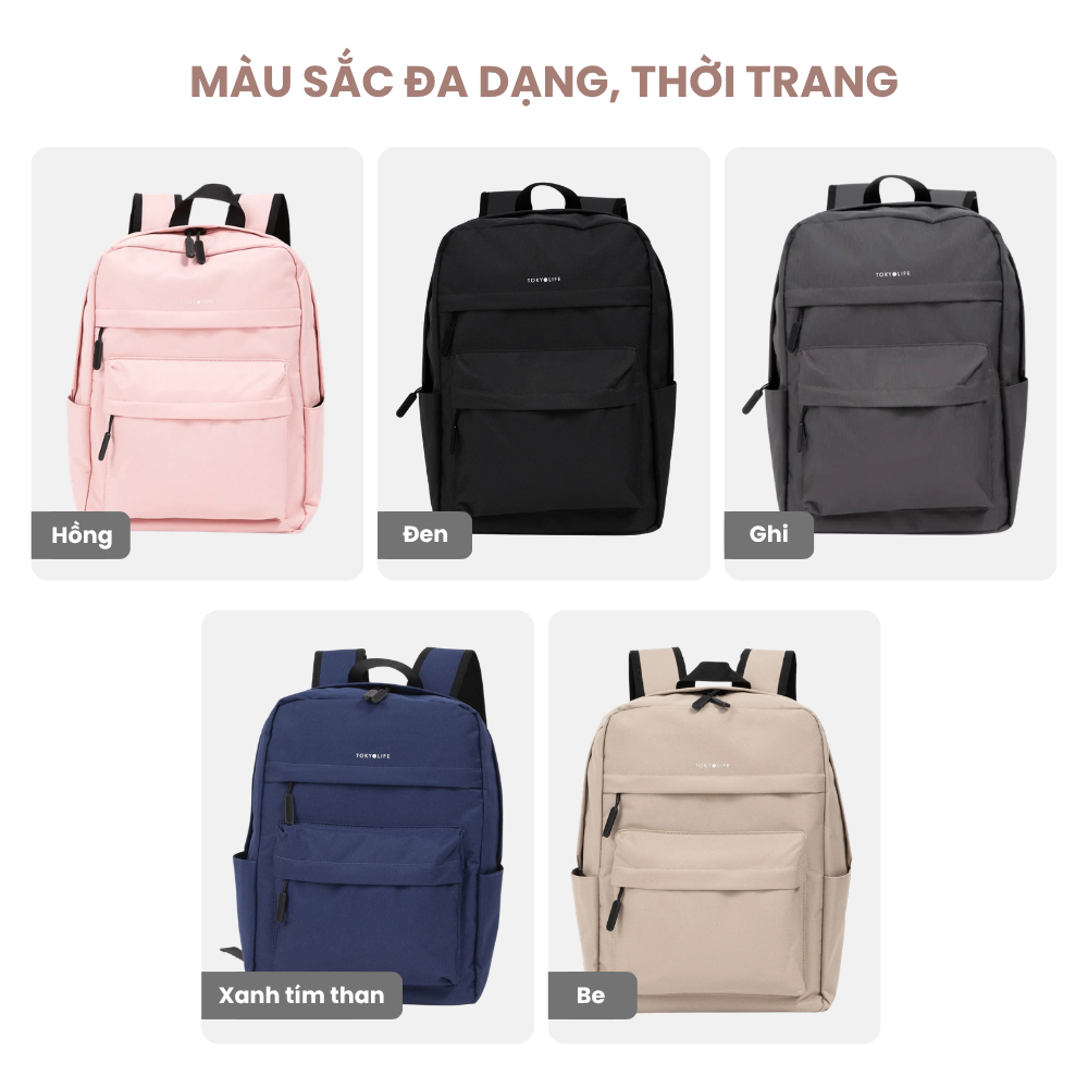 Balo chống nước thời trang TOKYOLIFE nam nữ thiết kế basic siêu nhẹ chất liệu cao cấp 40001932