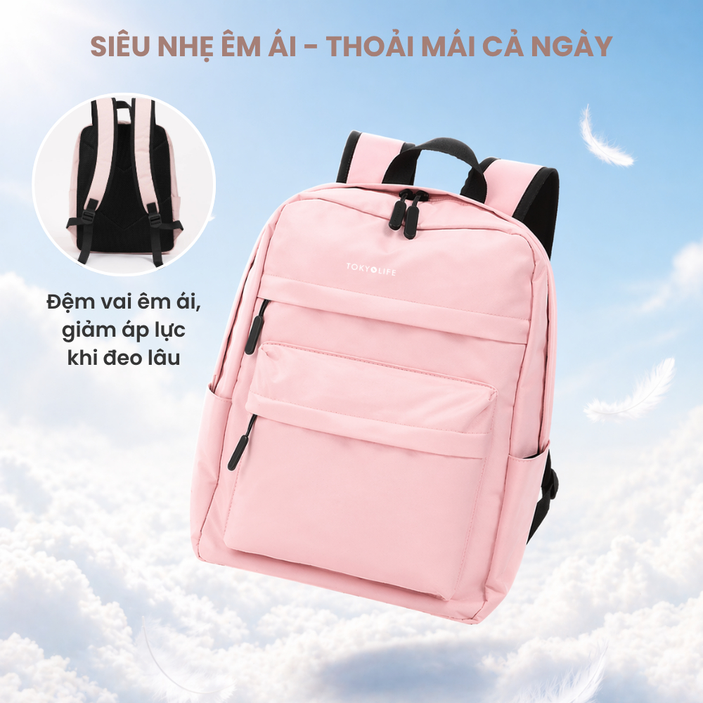 Balo chống nước thời trang TOKYOLIFE nam nữ thiết kế basic siêu nhẹ chất liệu cao cấp 40001932