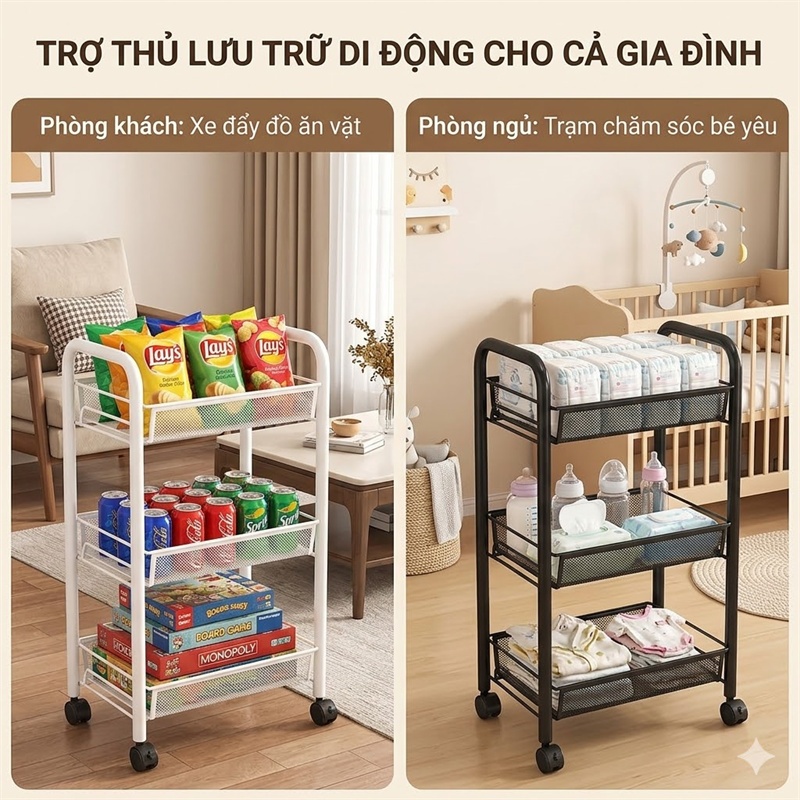 BMZAR Xe đẩy Spa 3 4 5 tầng Lưới sắt 100% đa năng Có bánh xe