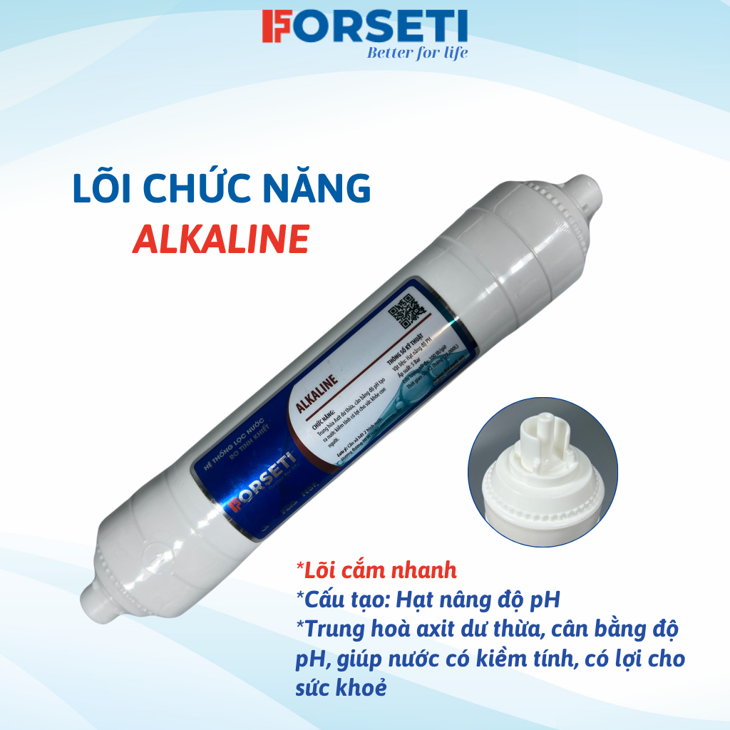 Lõi Lọc Nước Chức Năng FORSETI Akaline -Trung Hòa Axit Dư Thừa, Cân Bằng pH Trong Nước Dùng Cho Máy Lọc Nước RO