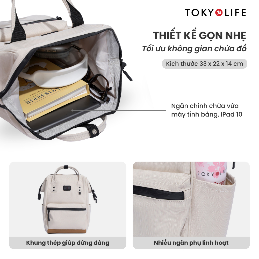 Ba lô chống trộm Mini chống thấm nước TOKYOLIFE 40004604 (33x22x14cm) - 13 inch